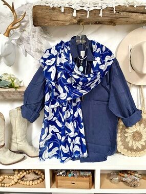 LOVE & Lore Botanical boho scarf/wrap w shabby chic resort vacay costal vibe